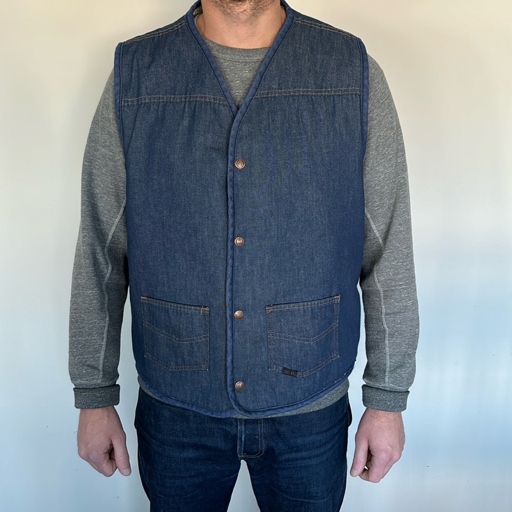 Vintage Roebucks Shearling Lined Denim Vest